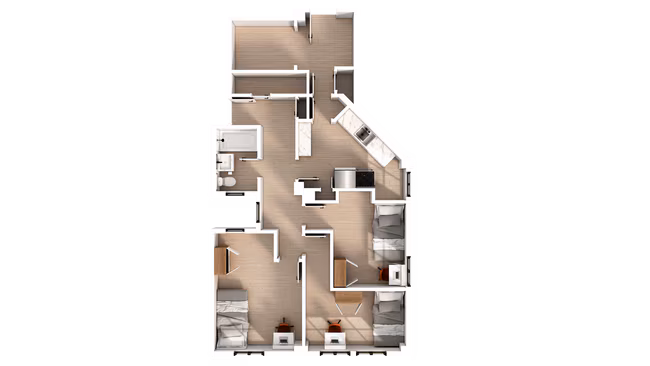 3 Bed x 1 Bath Private-Deluxe floor plan